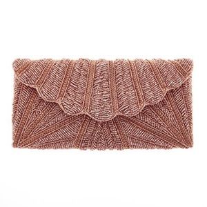 From st Xavier zia rose gold beaded clutch/crossbo